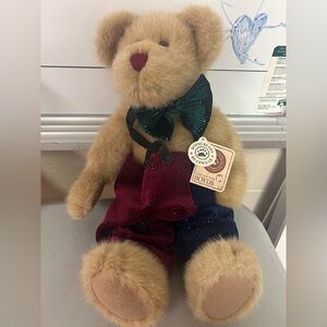 Boyds Bears Plush Teddy Bear Mr. McSnickers in Tan with Red and Blue Outfit